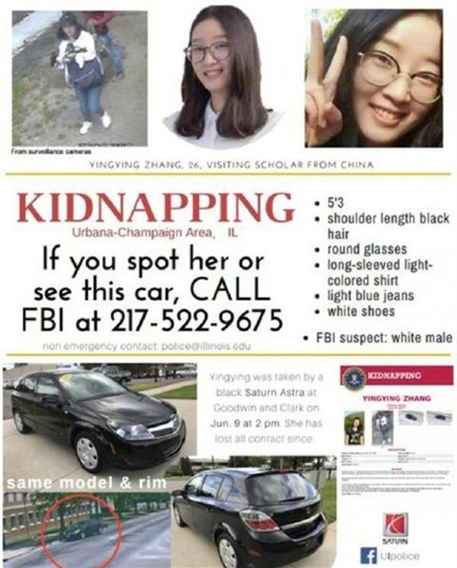 FBI finds car related to kidnapped Chinese scholar in Midwest US