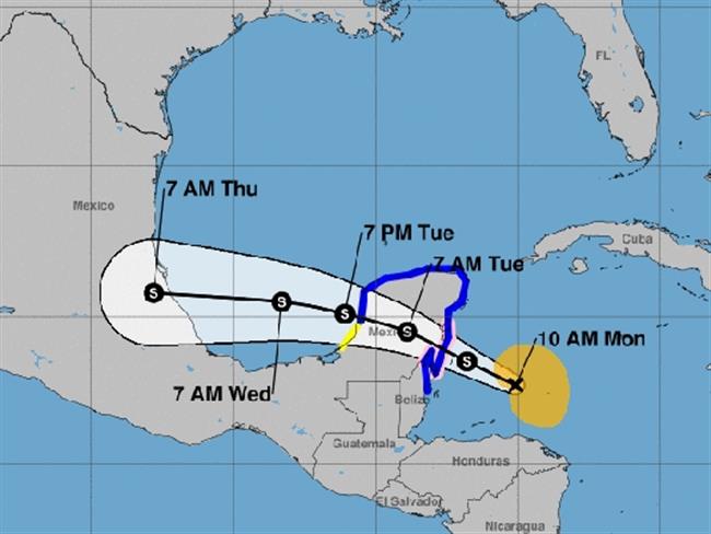 Tropical Storm Franklin moving onto Yucatan in Mexico