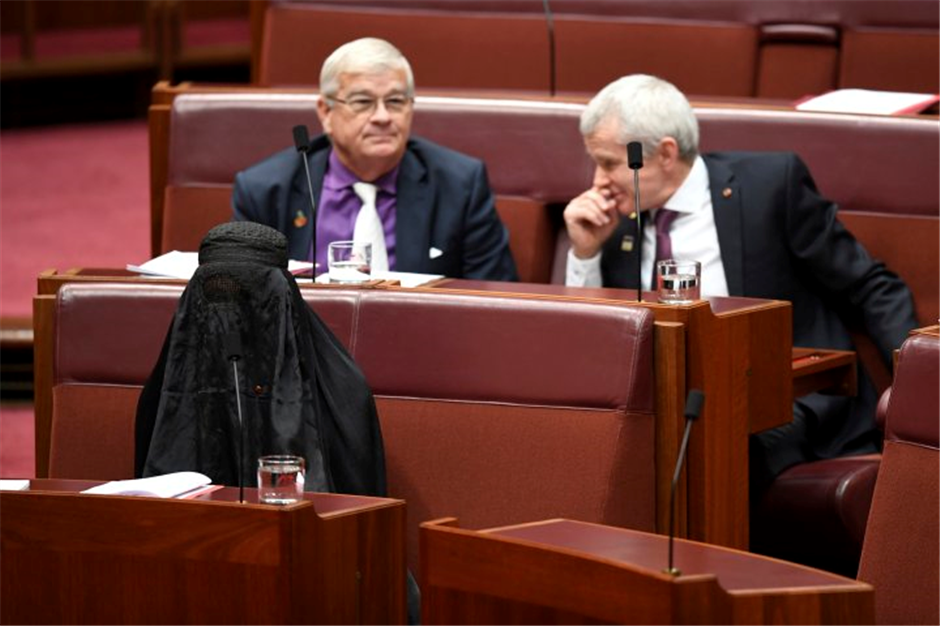 Anti-Muslim Australian senator wears burqa in Parliament