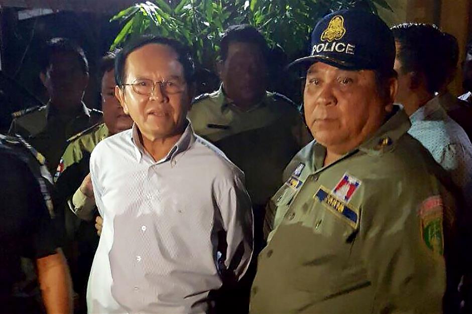 Cambodia arrests opposition leader on treason charge