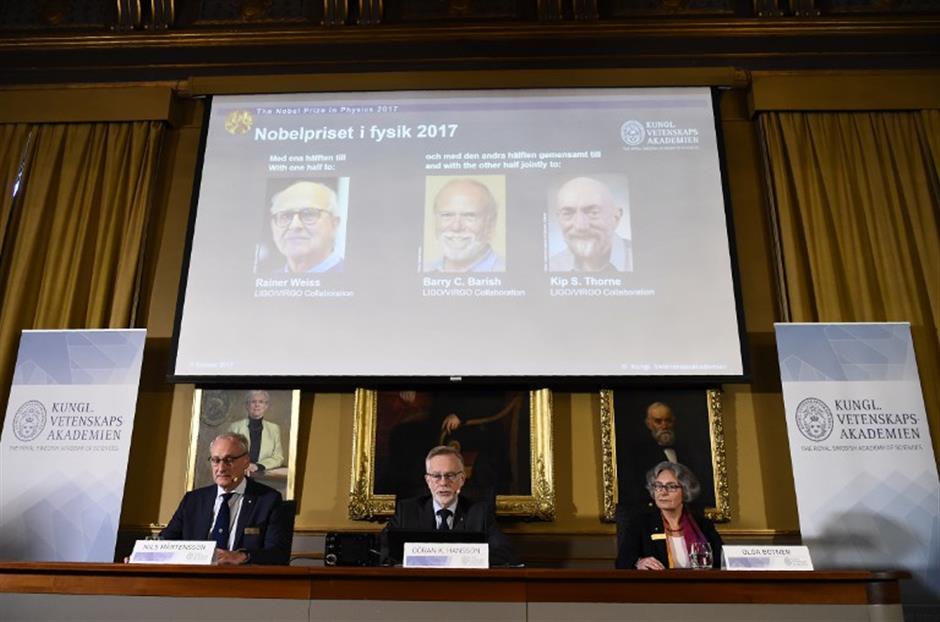 Three scientists share 2017 Nobel Prize in Physics