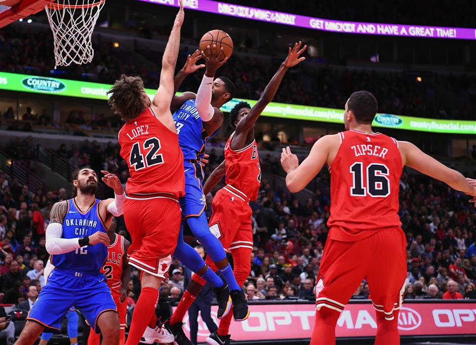 Westbrook's triple-double leads Thunder over anemic Bulls