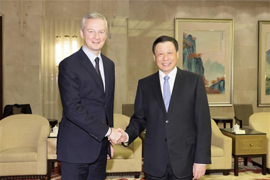 Shanghai mayor meets French minister of economy and finance