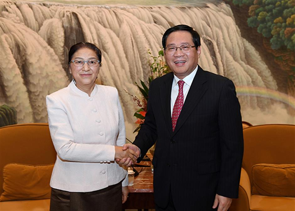 Shanghai Party chief meets President of the Lao National Assembly Pany Yathotu