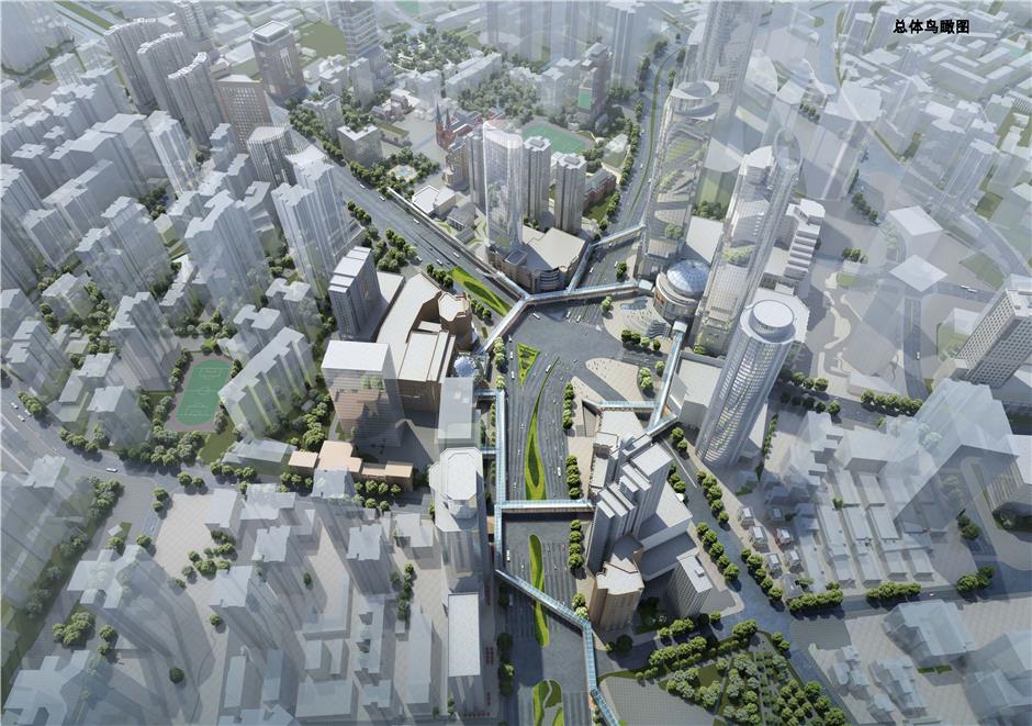 Work starts on Xujiahui skywalk