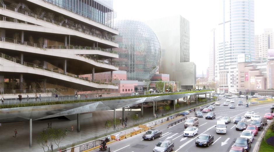 Work starts on Xujiahui skywalk