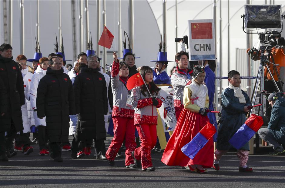 Chinese national flag raised at Gangneung Olympics Athletes Village