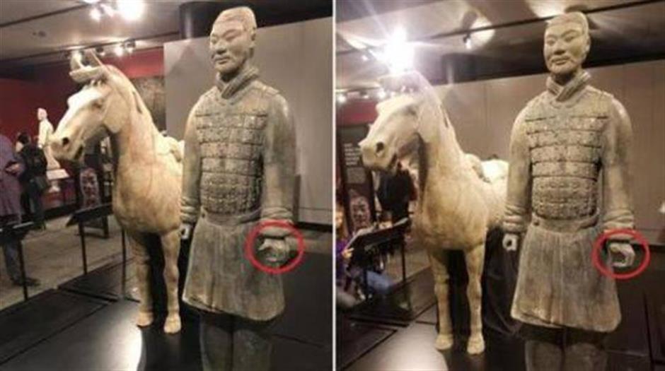 China angered by theft of Terracotta Warrior's thumb