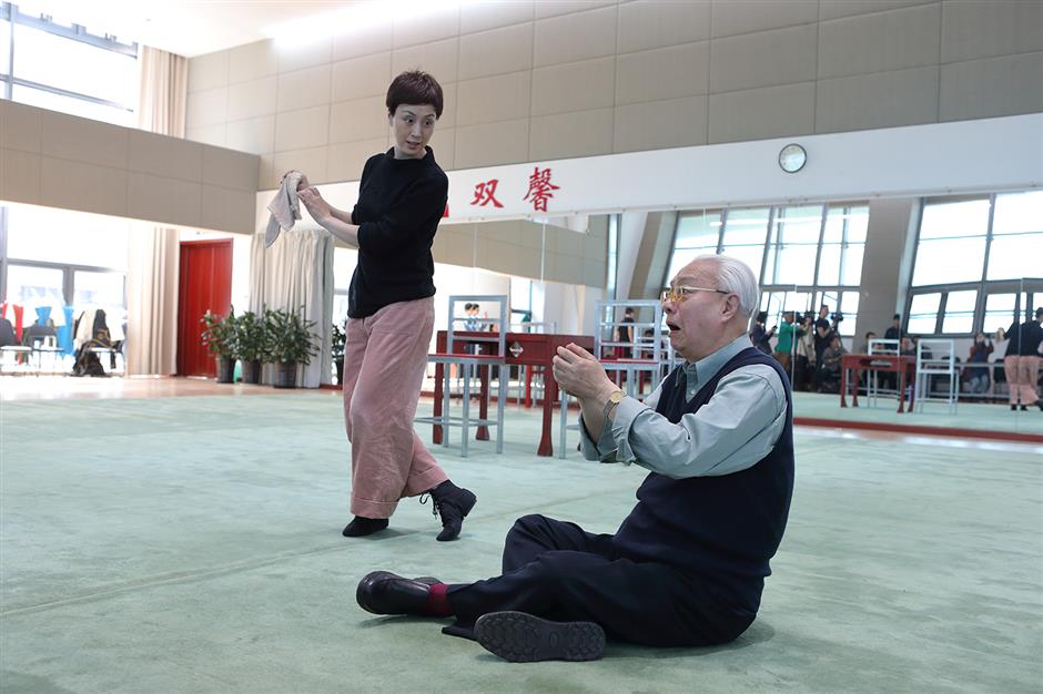 Traditional theater artists rehearsing classic plays