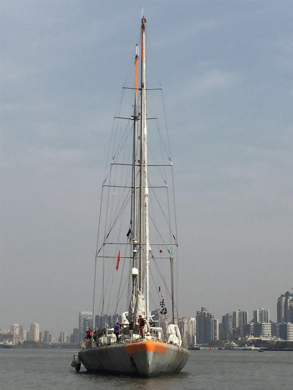 French scientific marine expedition vessel Tara in town