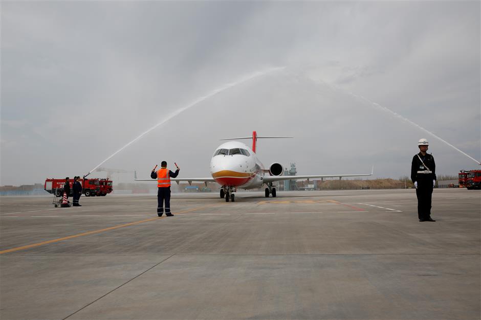 China's ARJ21 jet lands in Harbin in northeast China