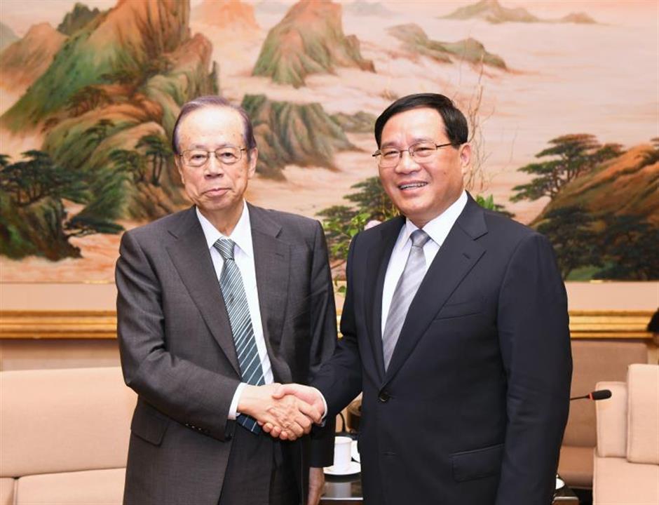 Shanghai Party chief meets former prime minister of Japan