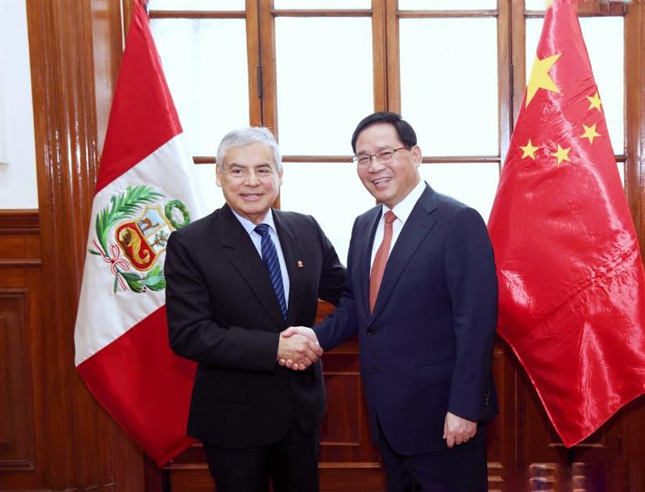 Shanghai Party chief visits Peru and meets with Prime Minister Cesar Villanueva