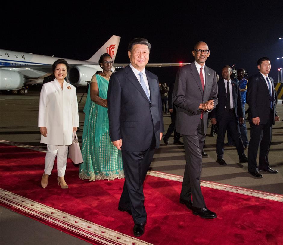 Xi arrives in Rwanda on state visit