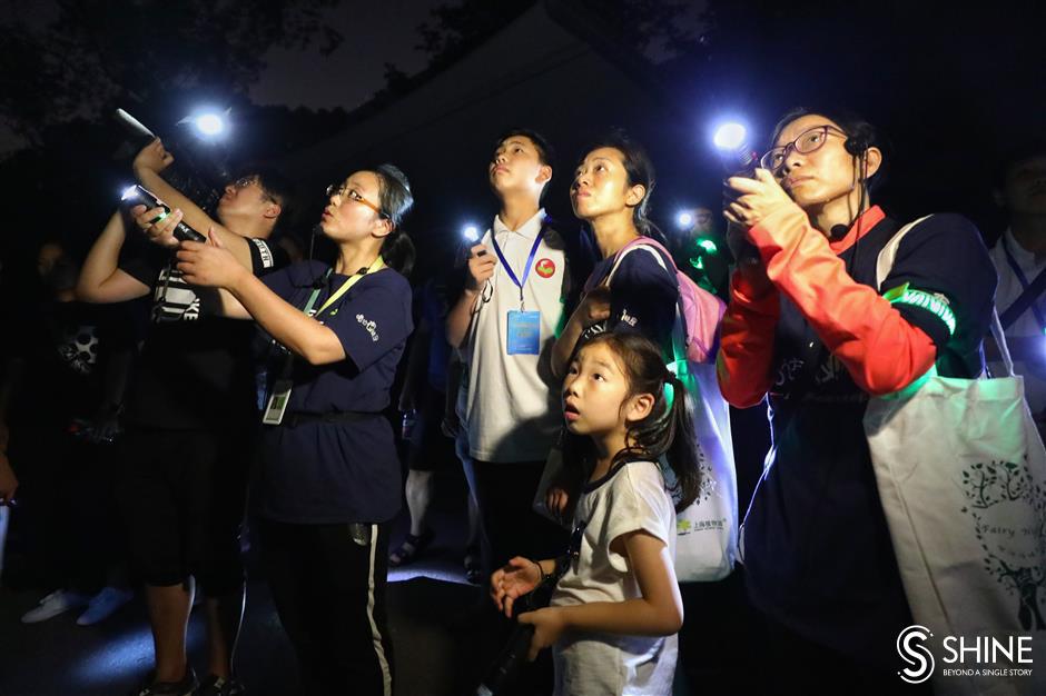 Students explore botanical garden at night