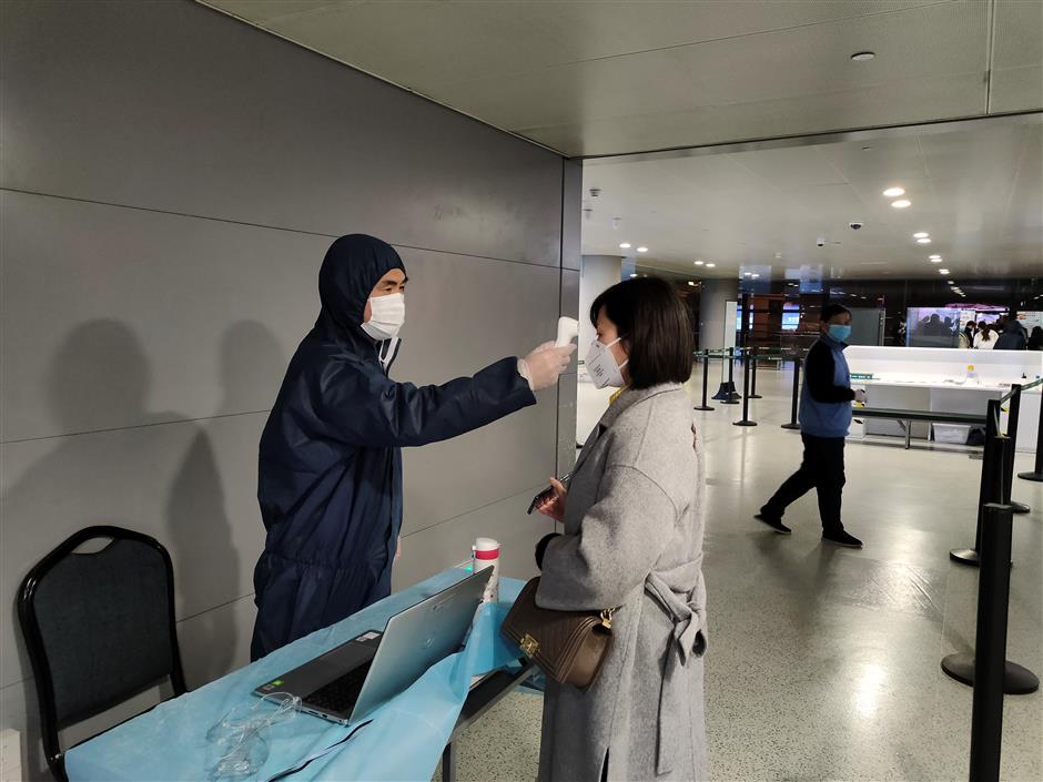 Airport staff ensure passengers are safe