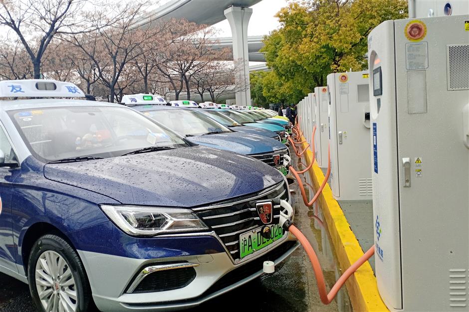 New charging site for electric cabs at Hongqiao airport