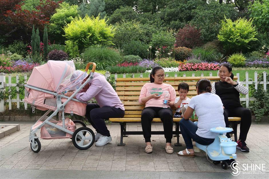 Comforting view of park life from a bench