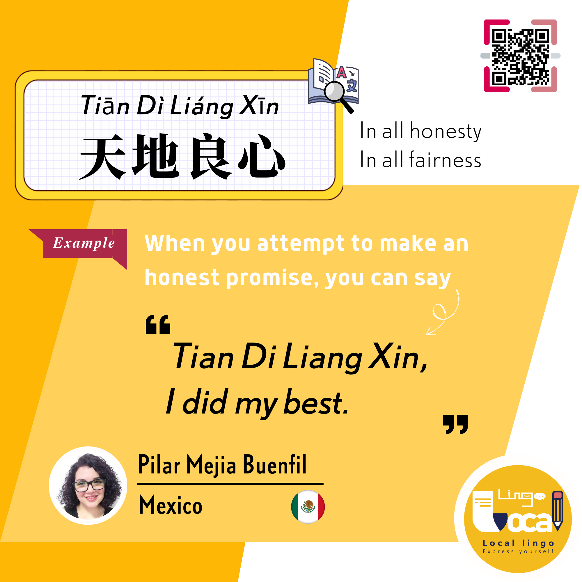 'Local lingo: Express yourself!' Episode 3: 天地良心 (tian di liang xin