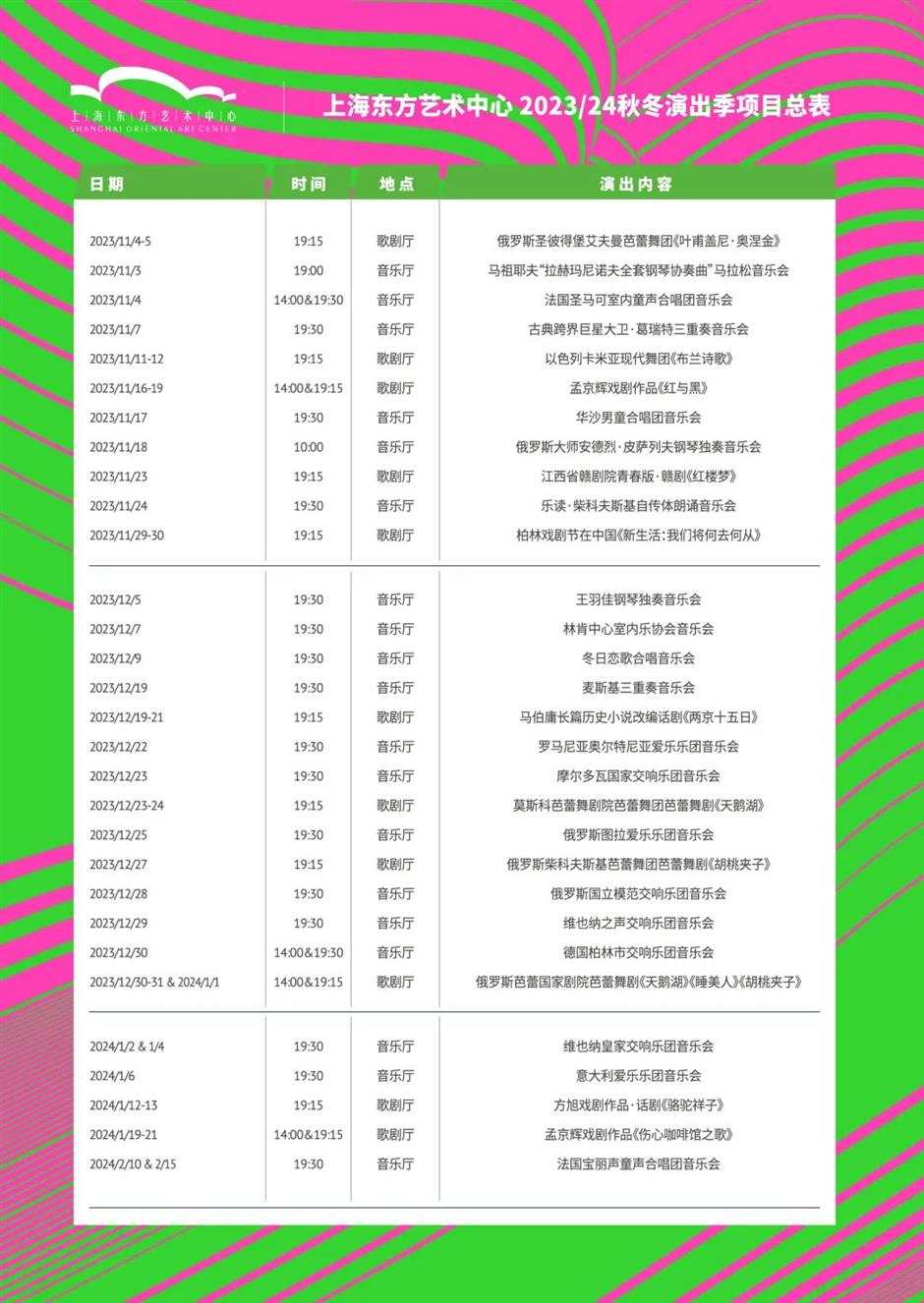 今晚揭幕!东艺2023/24秋冬演出季亮点抢先看