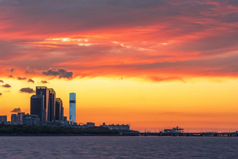 宝山滨江看日出宝藏