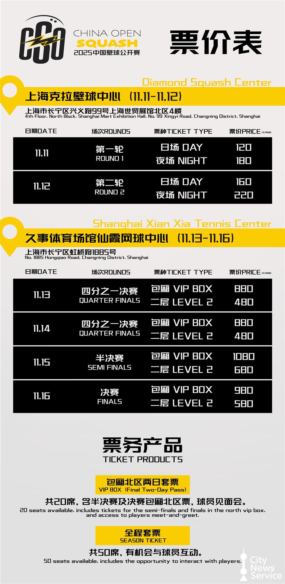 Tickets Now on Sale for China Squash Open 2025 in Shanghai