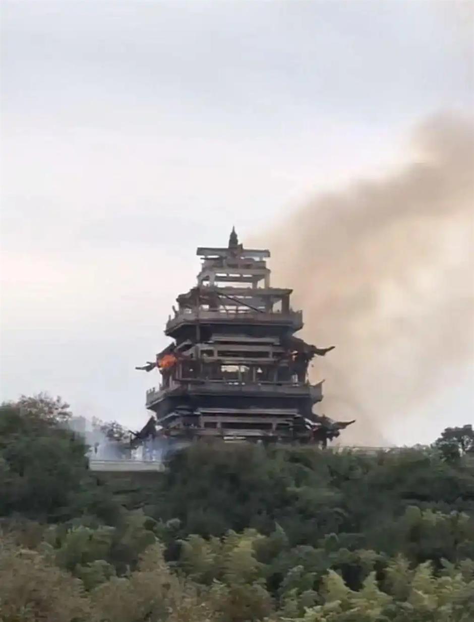 Fire Damages Historic Replica at Jiangsu's Yongqing Temple