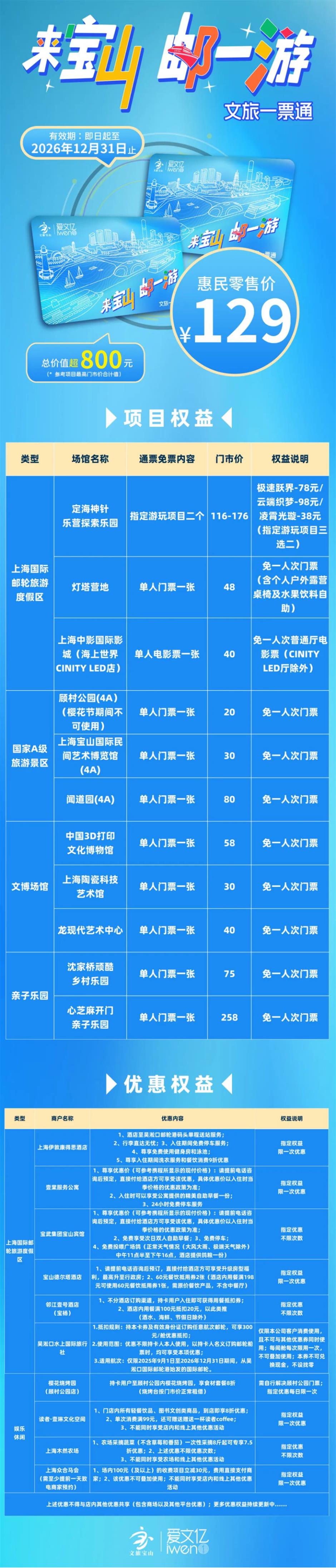 旅选上海,超级精彩!宝山推出半价+99元畅玩卡,仅此一周,速抢!