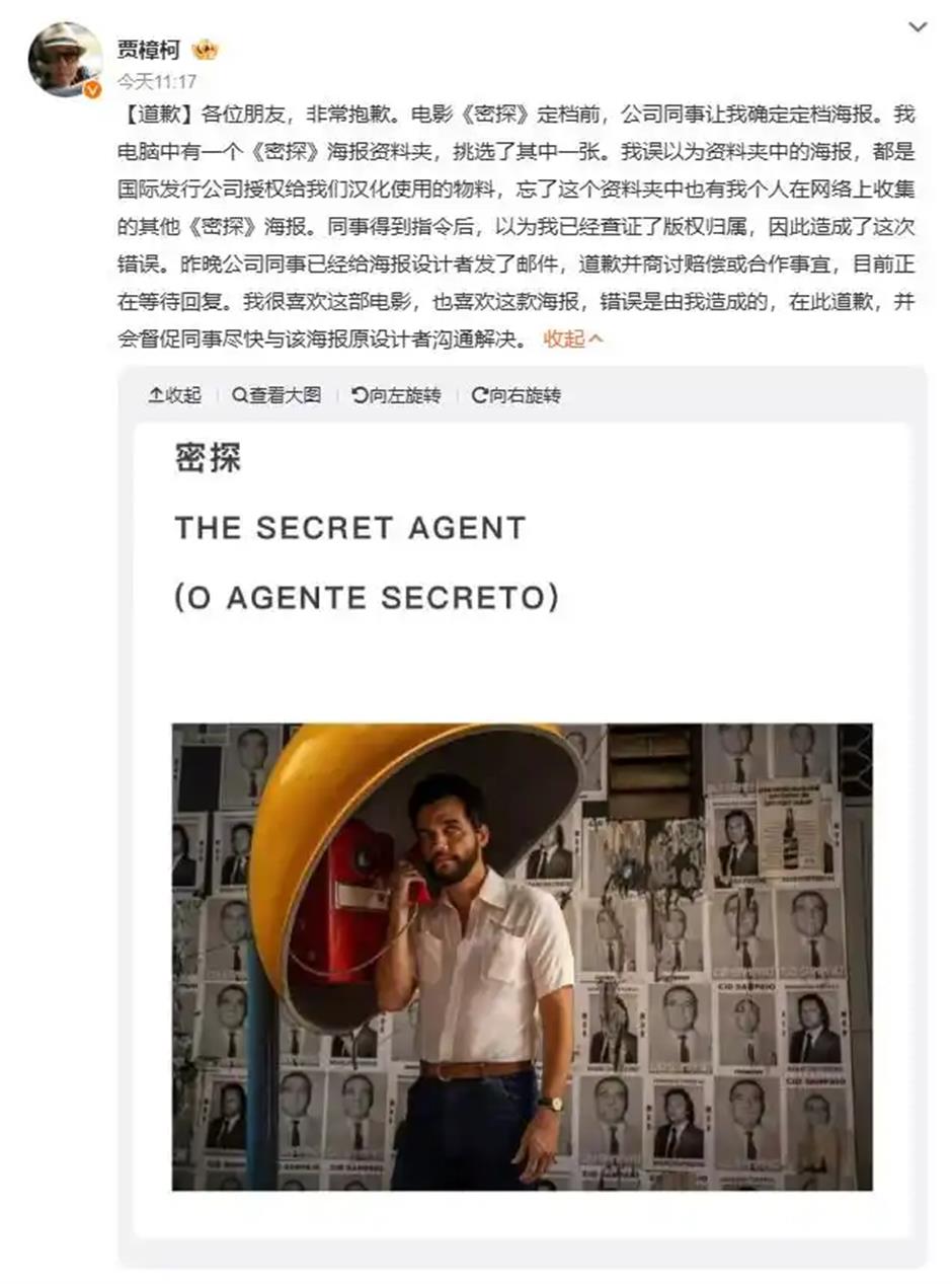 Chinese Director Jia Zhangke Apologizes Over Unauthorized Poster for Brazilian Film 'The Spy'