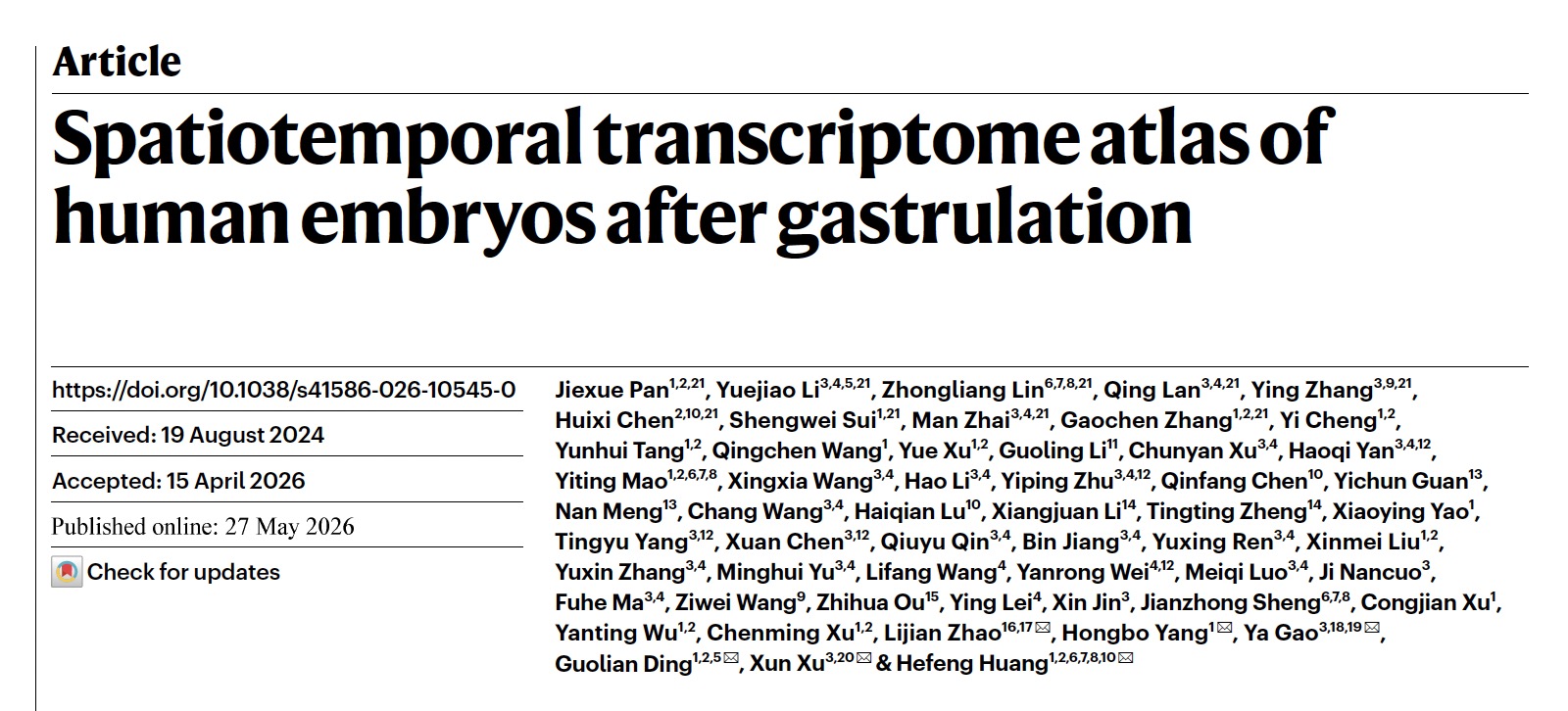 [China Tech] Local Experts Discover Early Fetal Development