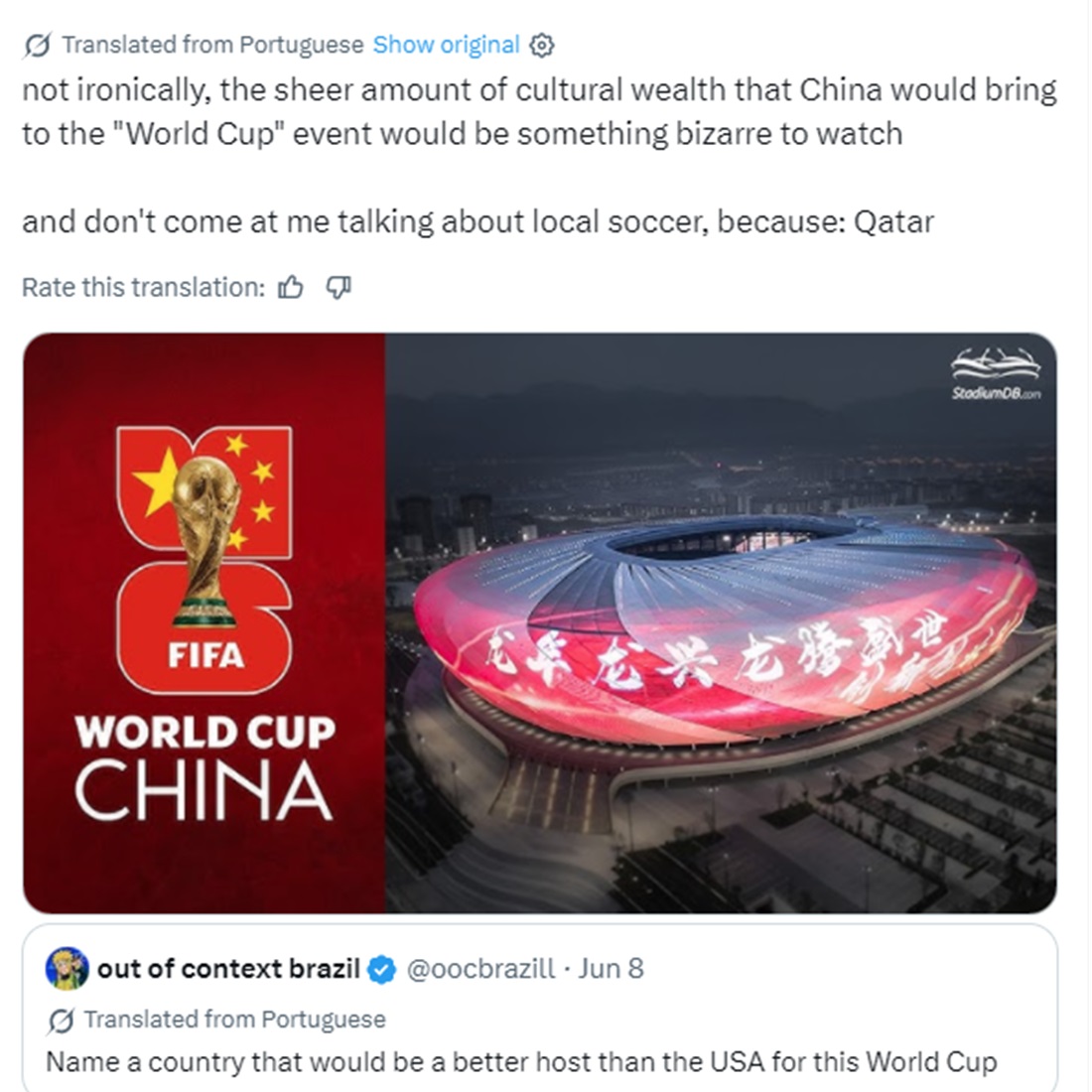 Could China Host a World Cup? As 2026 Tournament Kicks Off, Social Media Says Yes