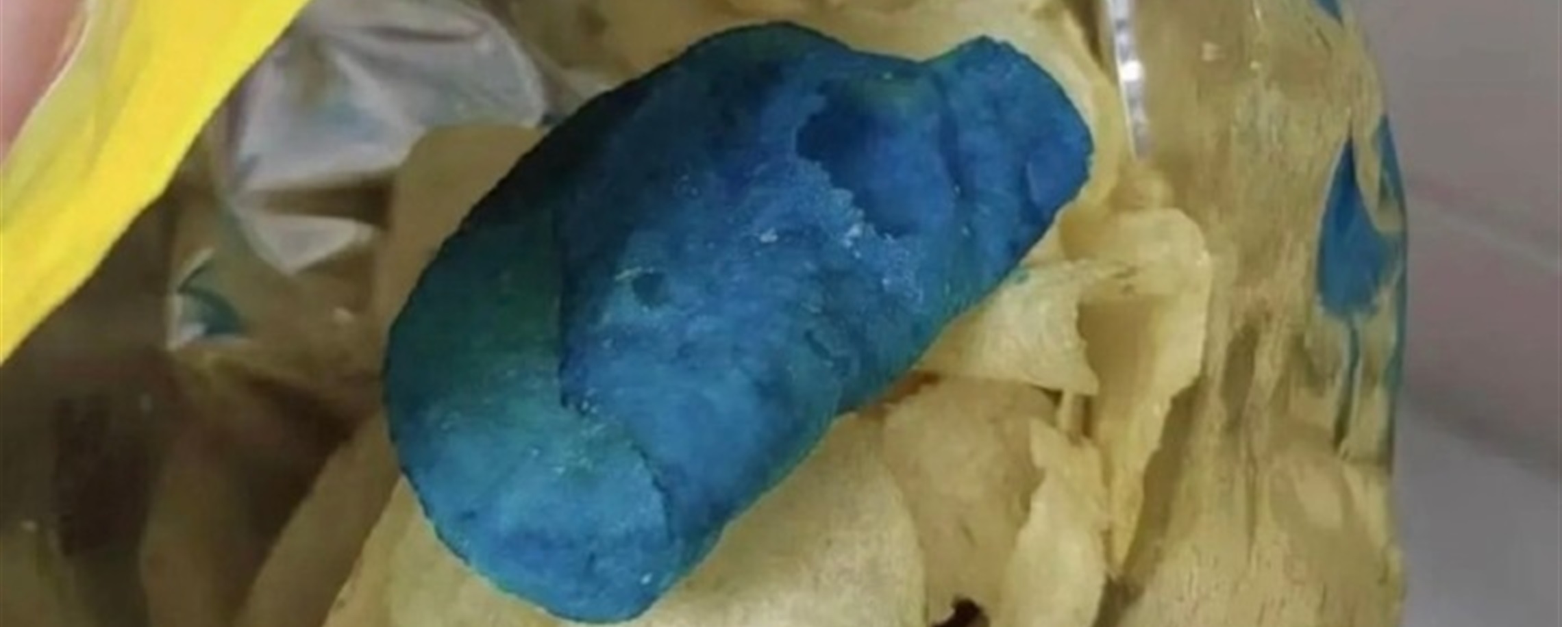 Chip Inspection Lay's Says Blue Chip in Bag is Factory Test Sample