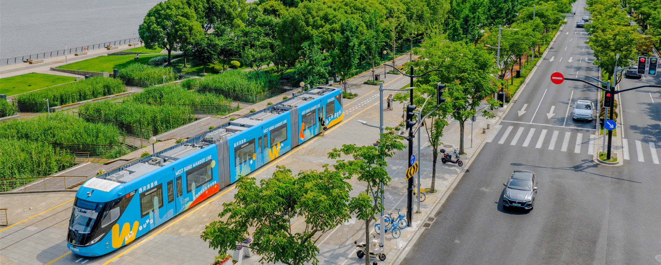Wandering Along West Bund on a Sightseeing Tram