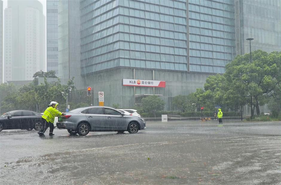 Shanghai Issues Red Rainstorm Warning As Typhoon Dolphin Nears