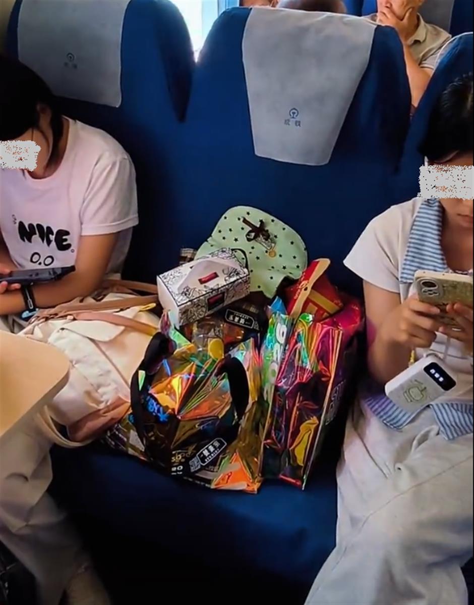 Extra Train Seat Used for Snacks Sparks Debate Over Passenger Rights