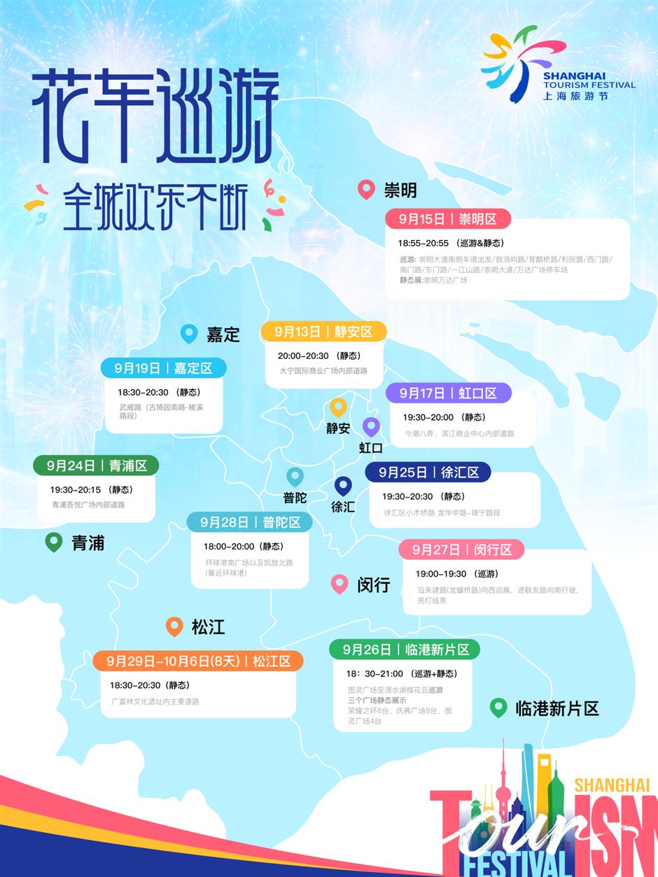 2026年上海旅游节花车巡游日程安排新鲜出炉!