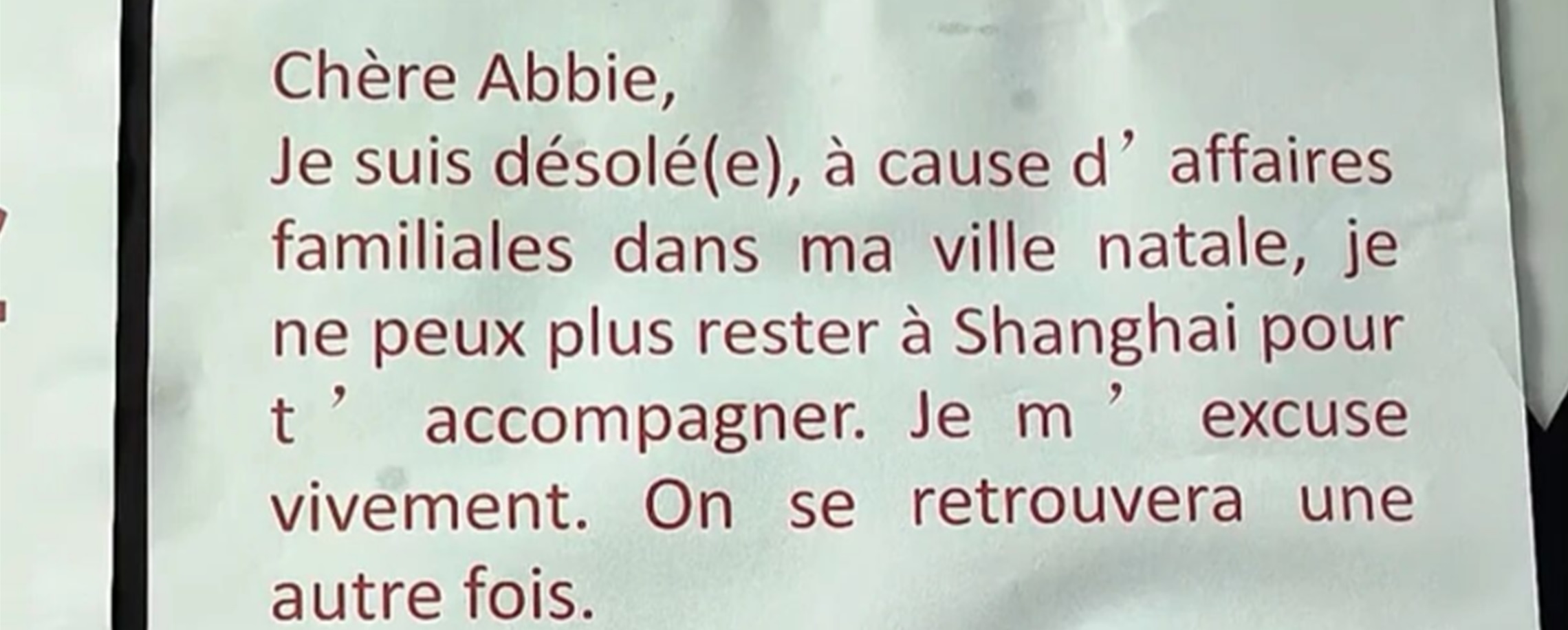 Shanghai Scallion-Pancake Seller Leaves French Note for Actor Friend Before Trip Home
