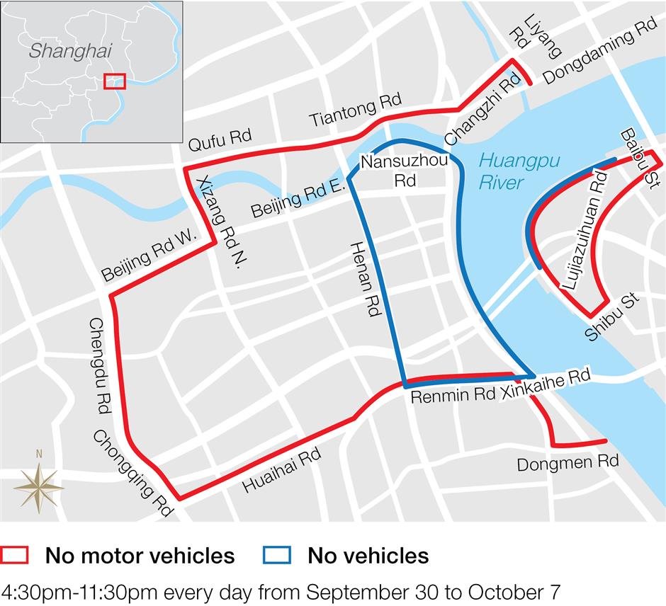 Shanghai Traffic Curbs for National Day Holiday